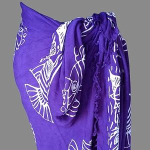 Ucho Bali purple tropical Swim wrap, 60" long